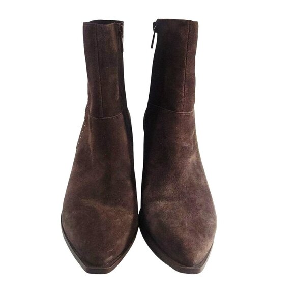 Lucky Brand Rupis Womens 9.5 Brown Suede Ankle Boot Studded Detailing/Block Heel - Picture 3 of 12